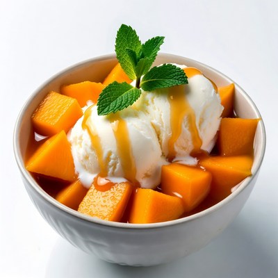 Mango Chunks with Whipped Cream