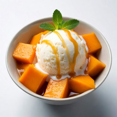 Mango Ice Cream in Bowl