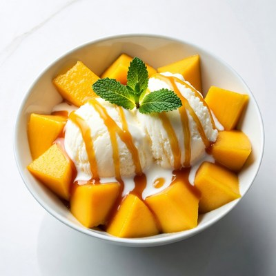 Mango with Vanilla Ice Cream