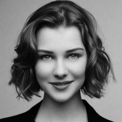 Smiling woman with wavy bob haircut