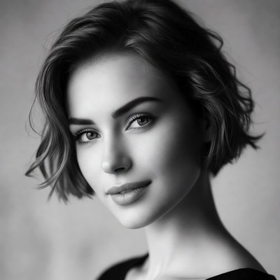 Woman with short wavy hair