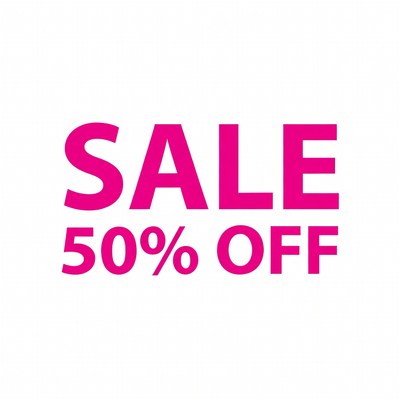 50% Off Sale Pink Text