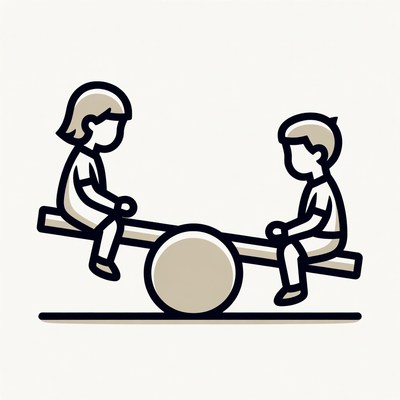 Boy and girl on seesaw illustration