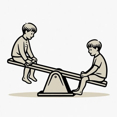 Two boys on seesaw illustration