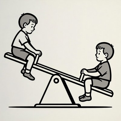 Two boys on seesaw illustration