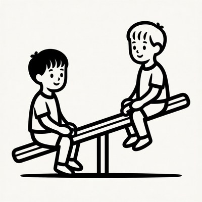 Two boys on seesaw illustration