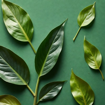 Green leaves on green background