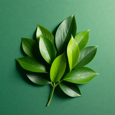 Green Leaves on Solid Background