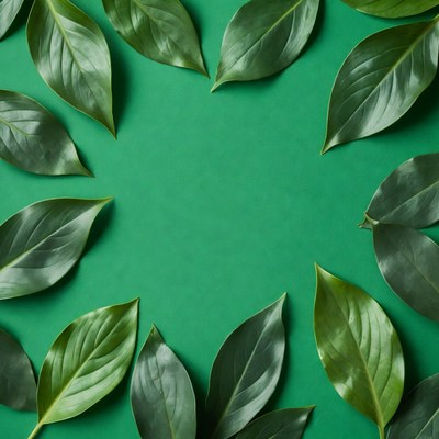 Green leaves arranged in circle