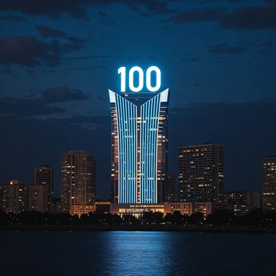 100th Anniversary Skyscraper at Night