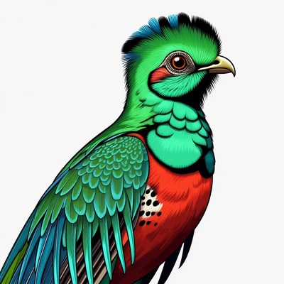 Resplendent Quetzal Bird Illustration