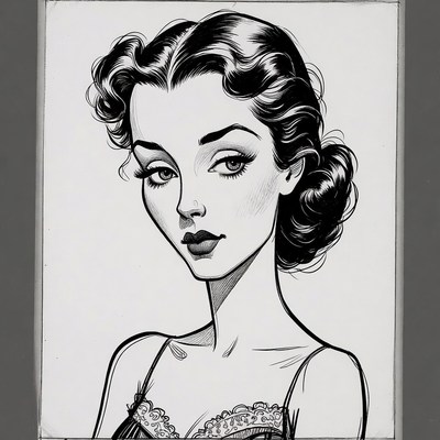 Vintage woman with wavy updo hairstyle