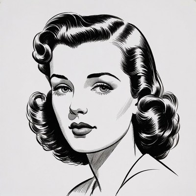 Vintage woman with curly hairstyle