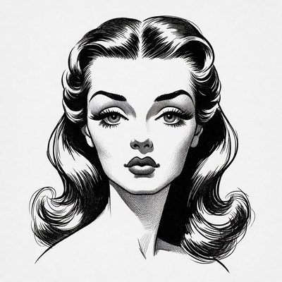 Vintage pinup woman portrait