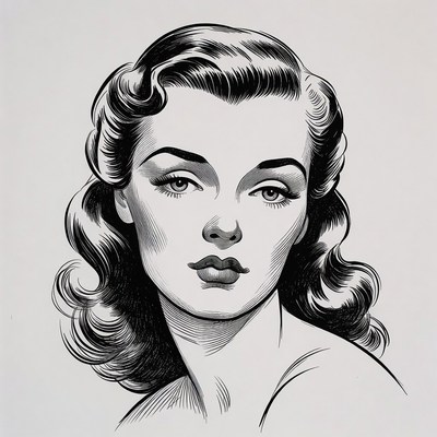 Vintage woman portrait illustration
