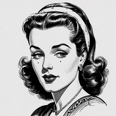 Vintage woman with headband illustration