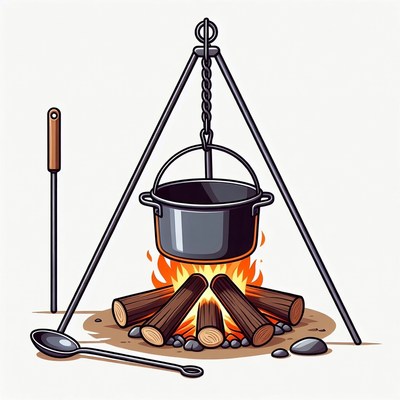 Campfire pot on tripod