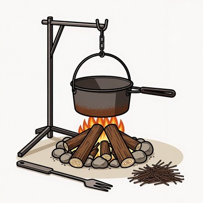 Campfire with Hanging Pot