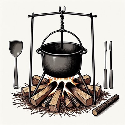 Campfire with Dutch Oven Pot