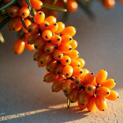 Sea Buckthorn Berries Branch