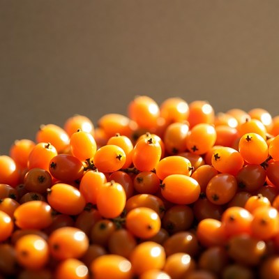 Pile of Bright Orange Sea Buckthorn Berries
