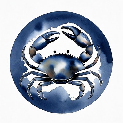 Blue Crab Watercolor Illustration
