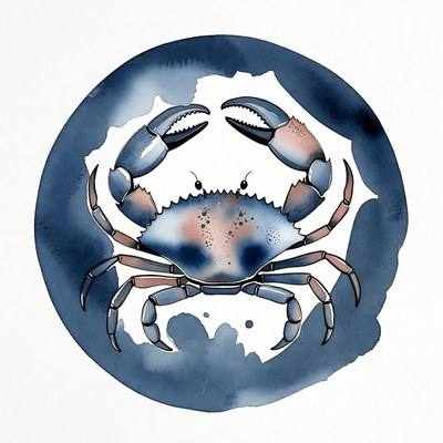 Blue Crab Watercolor Illustration