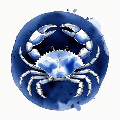 Blue Crab Watercolor Illustration