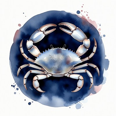 Watercolor Crab Illustration