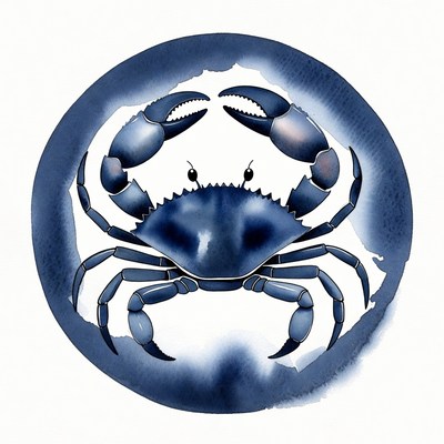 Blue watercolor crab illustration