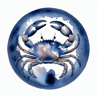 Blue Crab Watercolor Illustration