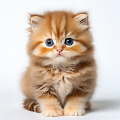 Fluffy Orange Kitten with Blue Eyes