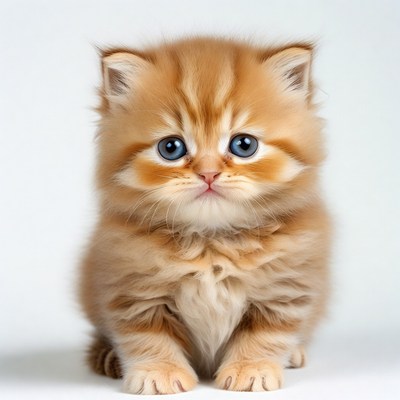 Cute orange kitten on white background