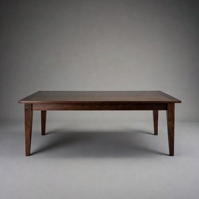Wooden dining table on gray background
