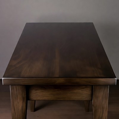 Wooden table on gray background