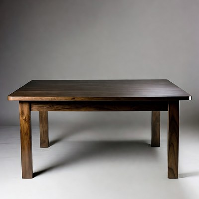 Wooden dining table on gray background