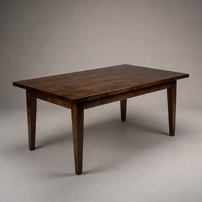 Wooden dining table on gray background