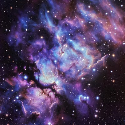 Vibrant Purple Nebula in Deep Space