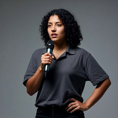 Woman holding microphone