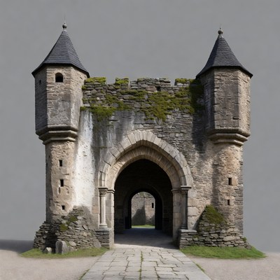 Mossy Medieval Stone Gatehouse