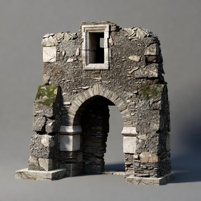 Ruined Stone Archway with Window