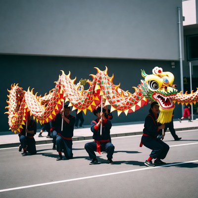Chinese Dragon Dance Performers