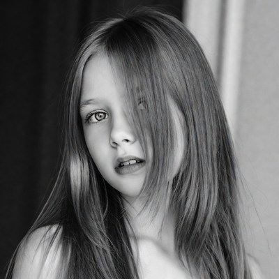 Girl with long hair close-up