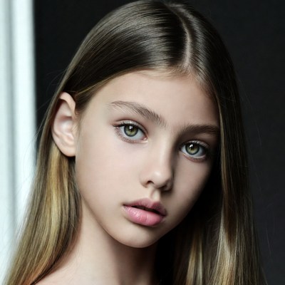 Teen girl with green eyes