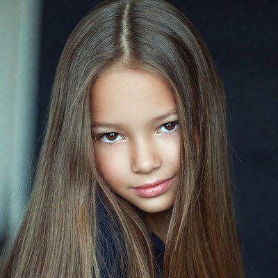 Young girl with long brown hair