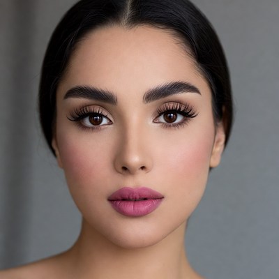 Beautiful woman with pink lipstick