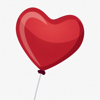 Red heart balloon on string