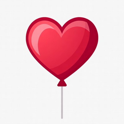 Red Heart Balloon Illustration