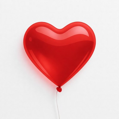 Red heart balloon on white