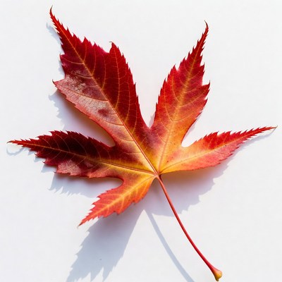 Red maple leaf on white